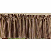 Thumbnail for Barn Red-Nutmeg York Ticking Valance - Lined - Interiors by Elizabeth