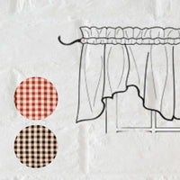 Thumbnail for Barn Red-Nutmeg Heritage House Check Barn Red Scalloped Valance - Lined - Interiors by Elizabeth