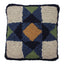 Blue Quilt Square Wool Hooked Pillow 14 In - Home Collections by Raghu