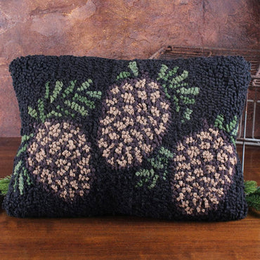 Three Pinecone hooked  Pillow 14x20 PL140106