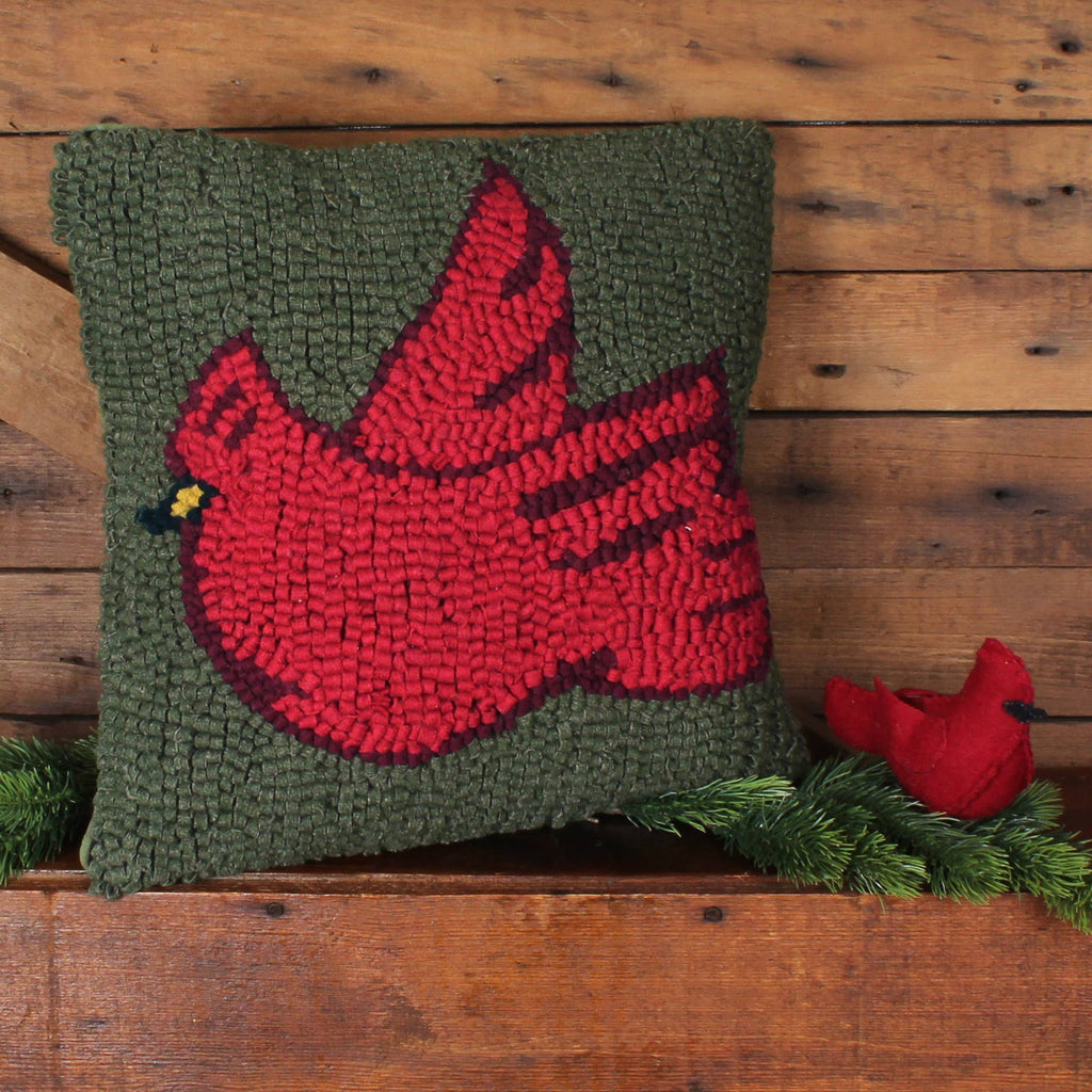 Cardinal Wool Hooked  Pillow 14 In PL702034