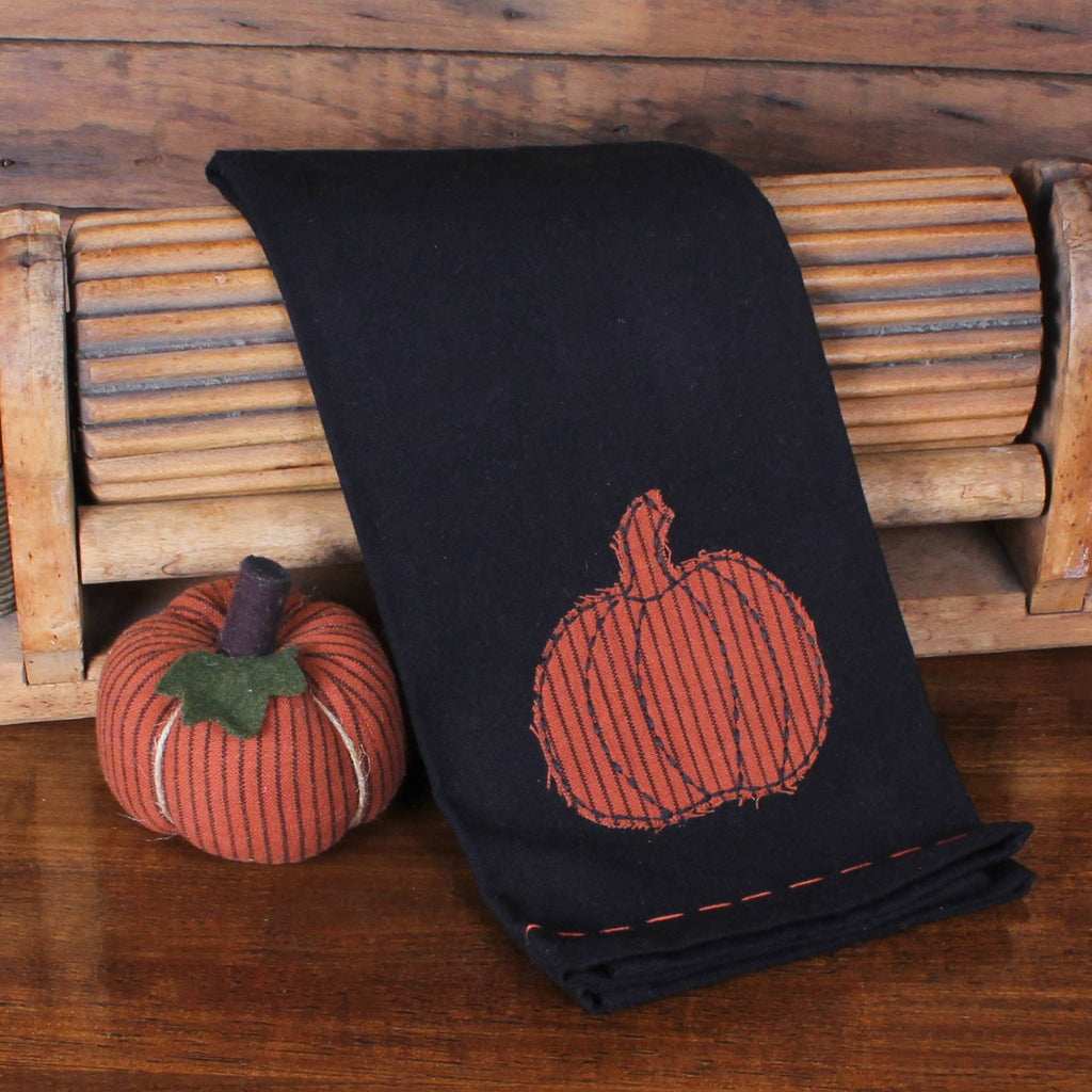 Pumpkin Ticking Applique Towel Set of 2 ET843213 - Interiors by Elizabeth