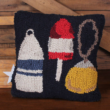 Buoy Wool Hooked Pillow 14 In PL150101 - Interiors by Elizabeth