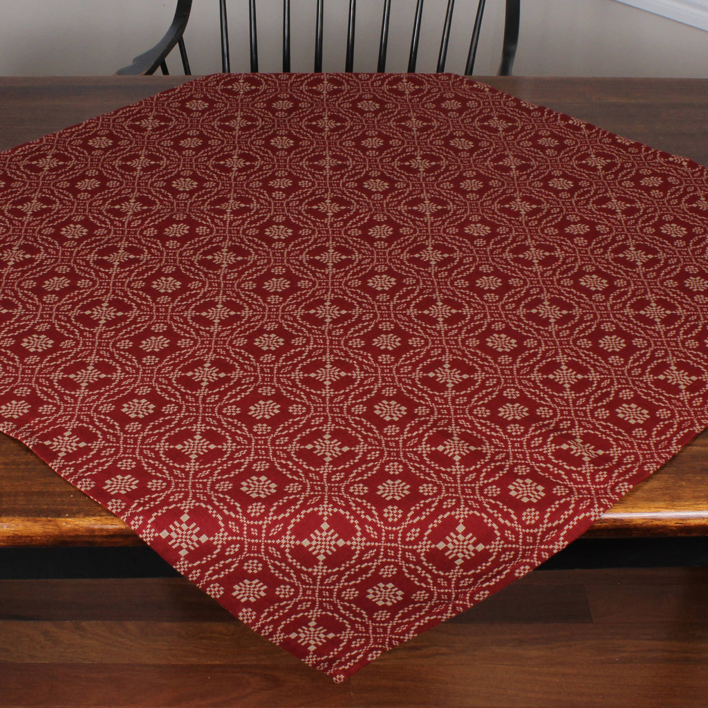 Lover's Knot  Barn Red Table Square 36 In - Home Collections by Raghu