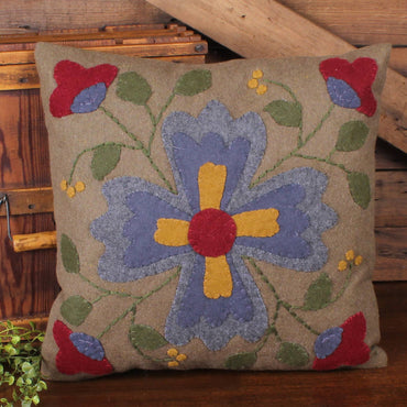 Folk Flower Square Wool Pillow 14 In PL234800 - Interiors by Elizabeth