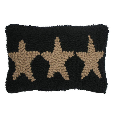 Three Star hooked Pillow 8x12 Black PL572011