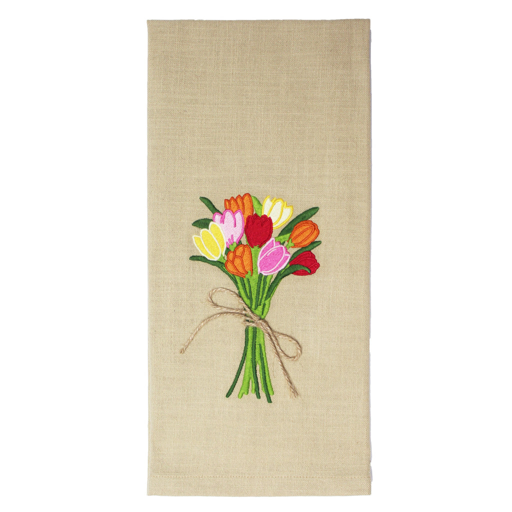 Tulips Towel- Set of Two - Home Collections by Raghu