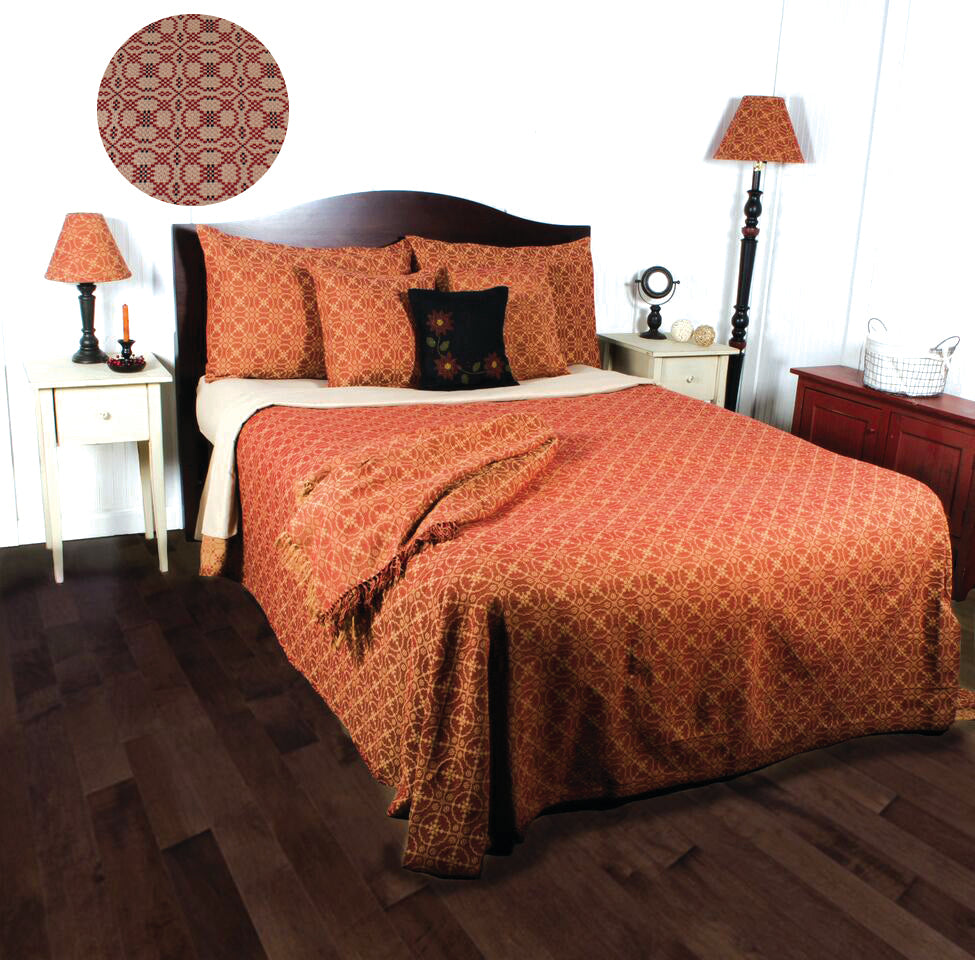 Barn Red Tan Kendall Jacquard Bed Cover Queen CQ280017