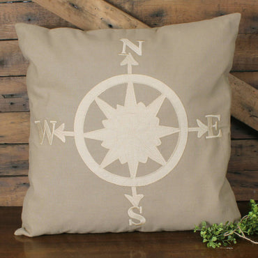 Compass Cotton Pillow 18 In PL150103 - Interiors by Elizabeth