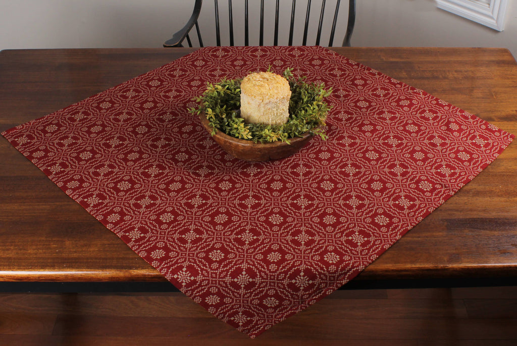 Lover's Knot  Barn Red Table Square 36 In SQ130017 - Interiors by Elizabeth