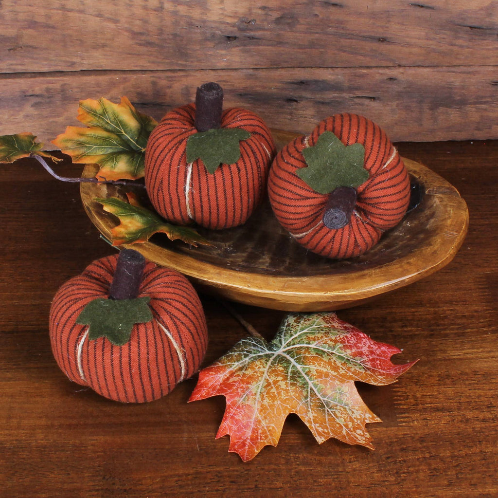 Pumpkin Spice Ticking Mini Pumpkins Set of 3 ON843211