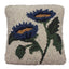 Blue Flowers Wool Hooked Pillow 14 In PL220126