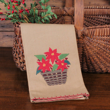 Poinsettia Basket Towel Set of 2 ET734500 - Interiors by Elizabeth