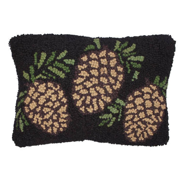 Three Pinecone hooked  Pillow 14x20 PL140106