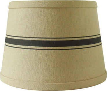 Grain Sack Stripe Oat - Black Lampshade  - Interiors by Elizabeth