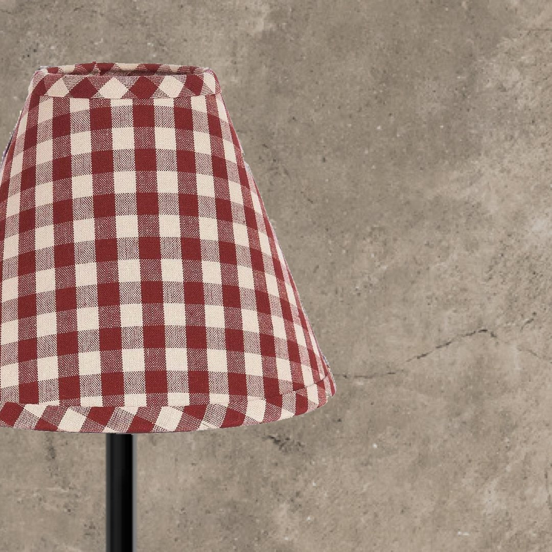 Barn Red-Nutmeg Heritage House Check Barn Red 12" Lampshade - Interiors by Elizabeth