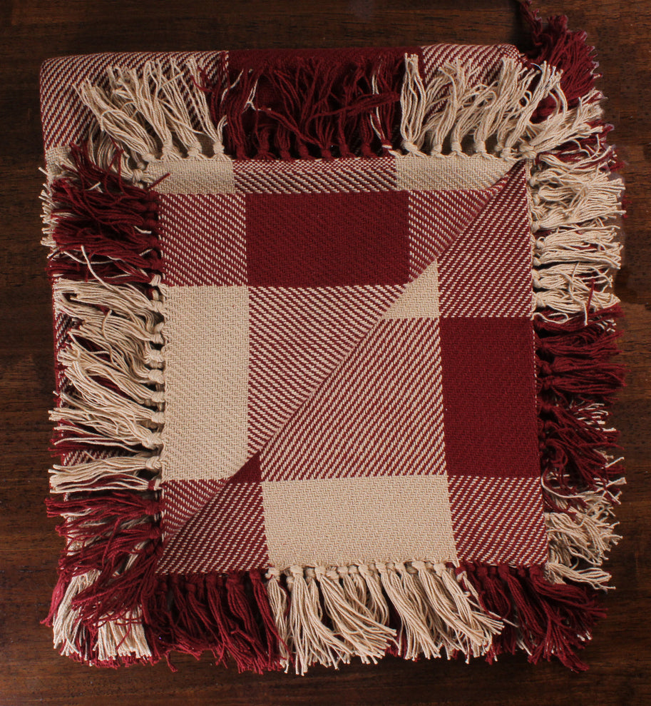 Heritage House Check Barn Red Barn Red - Nutmeg Afghan  - Interiors by Elizabeth