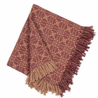 Thumbnail for Barn Red-Tan Marshfield Jacquard Afghan - Interiors by Elizabeth