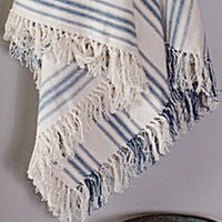 Thumbnail for Colonial Blue Cream Grain Sack Stripe Afghan AF165014