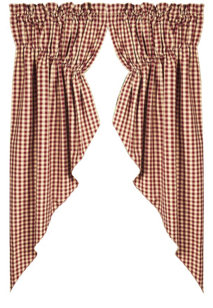 Barn Red Nutmeg Heritage House Check Barn Red Gathered Swag Lined - Interiors by Elizabeth