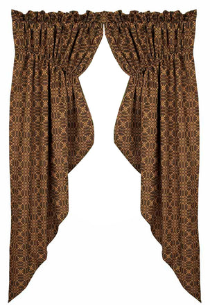 Black Tan Marshfield Jacquard Gathered Swag Lined - Interiors by Elizabeth