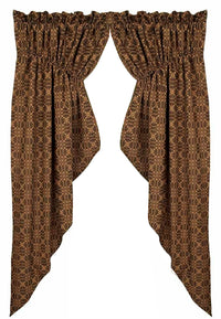 Thumbnail for Barn Red Tan Marshfield Jacquard Gathered Swag Lined - Interiors by Elizabeth