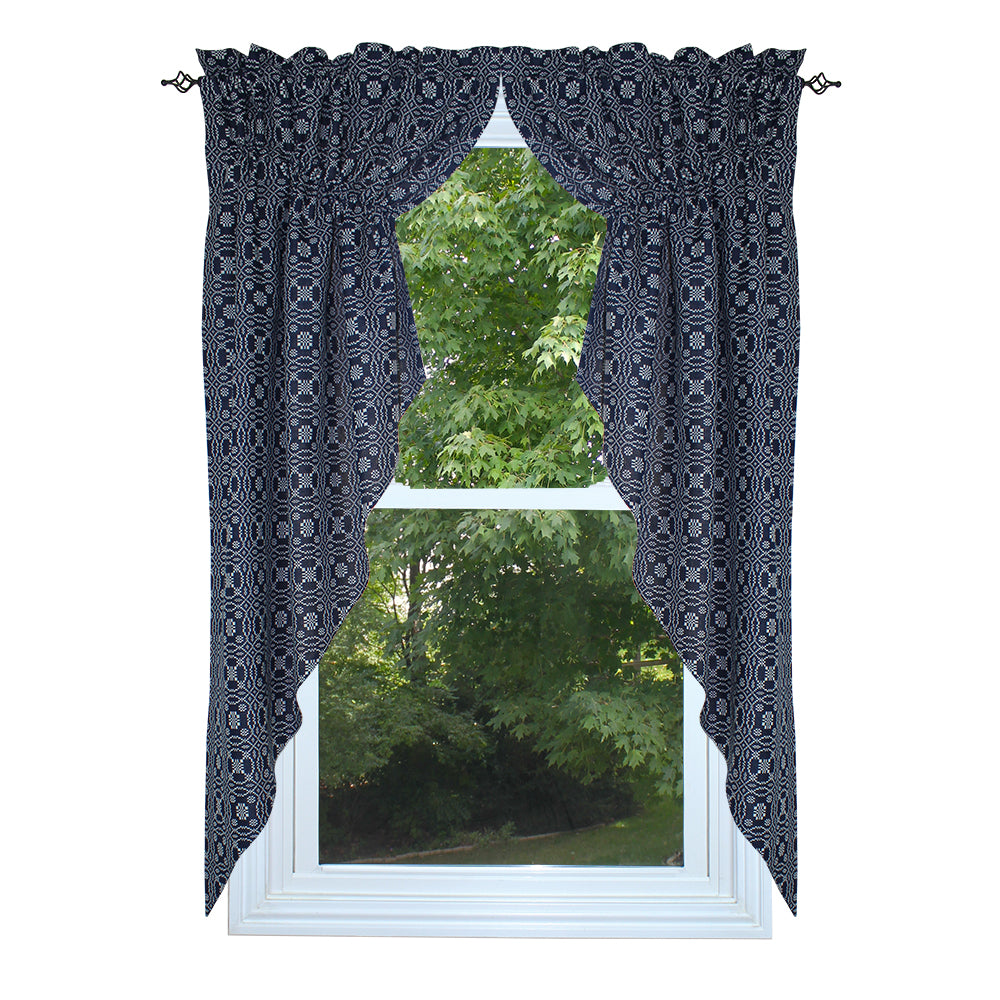 Lover's Knot Indigo Gathered Swag - Interiors by Elizabeth