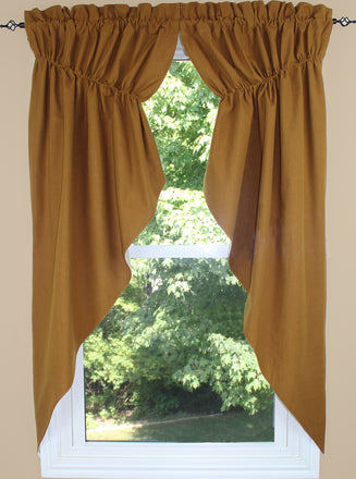 Primitive Ticking Mustard Mustard Gathered Swag  - Interiors by Elizabeth