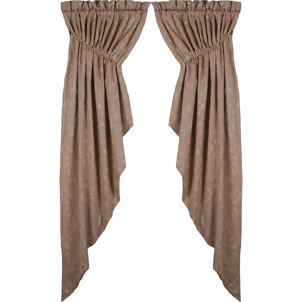 Taupe Candlewicking Taupe Gathered Swag - Lined - Interiors by Elizabeth
