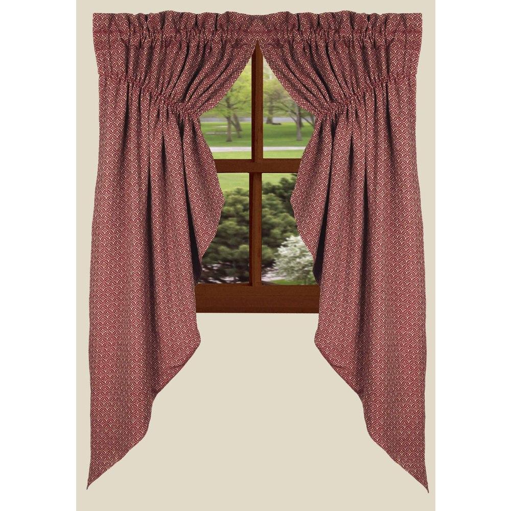 Barn Red-Oat Philmont Jacquard Gathered Swag - Lined - Interiors by Elizabeth