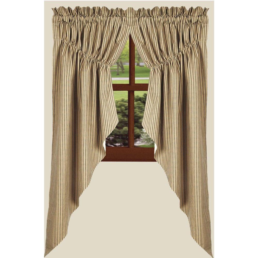 Black-Nutmeg York Ticking Gathered Swag - Lined - Interiors by Elizabeth