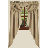Thumbnail for Black-Nutmeg York Ticking Gathered Swag - Lined - Interiors by Elizabeth