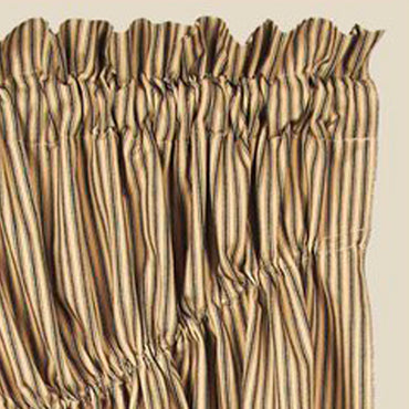 Black Nutmeg York Ticking Gathered Swag Lined - Interiors by Elizabeth