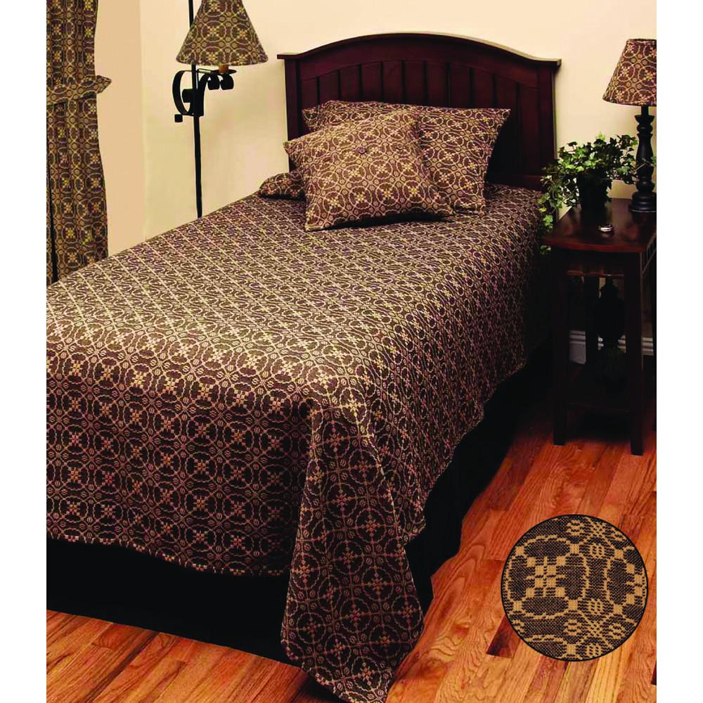 Black-Tan Marshfield Jacquard Bed Cover King - Interiors by Elizabeth