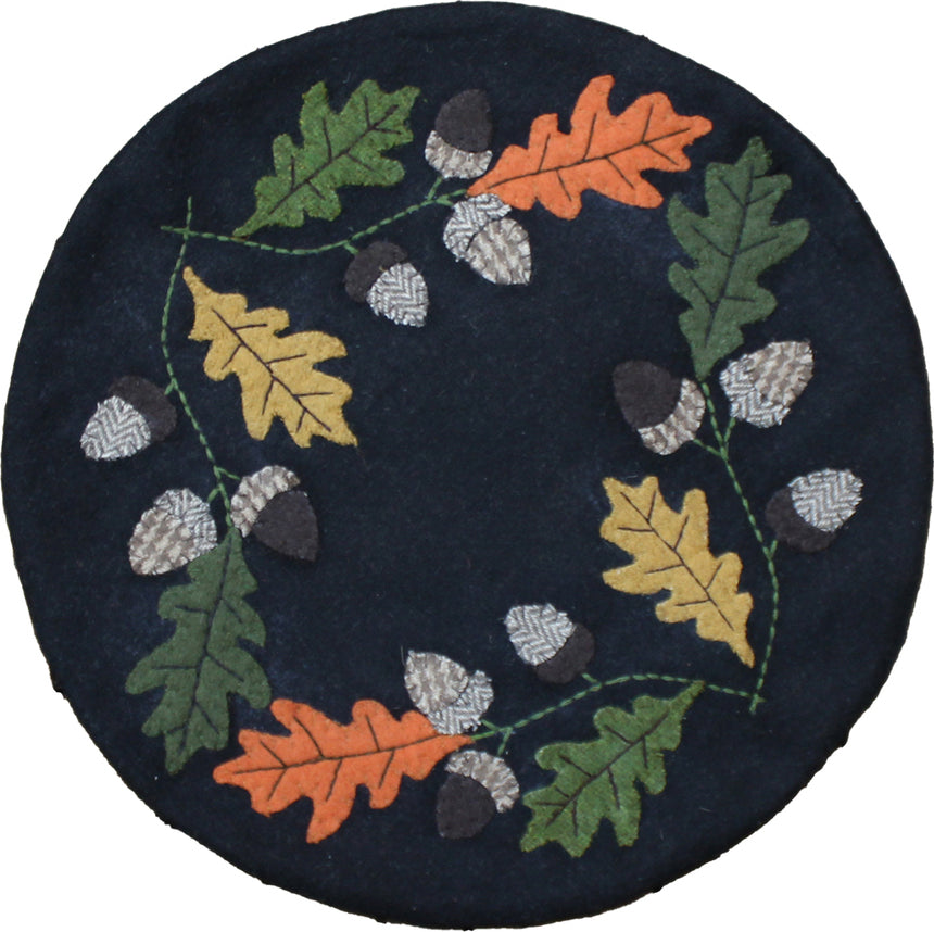 Leaves & Acorns Black Candle Mat  - Interiors by Elizabeth