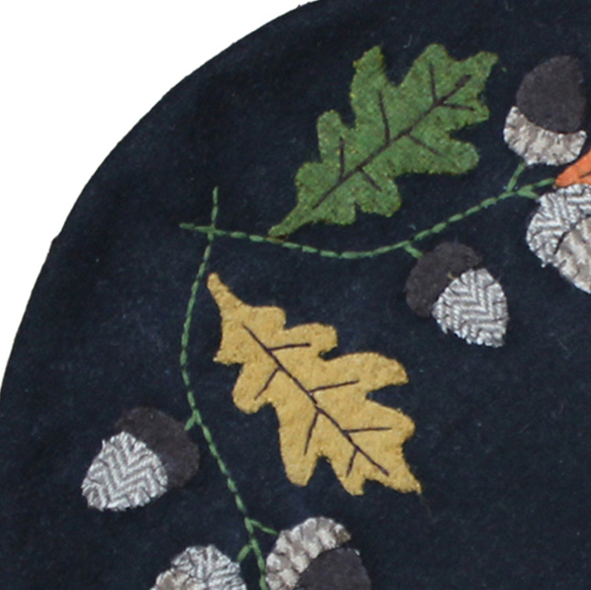 Leaves & Acorns Black Candle Mat