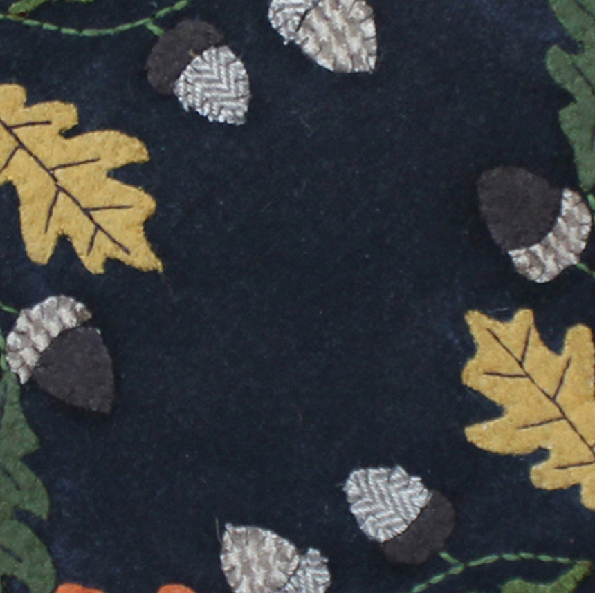 Leaves & Acorns Black Candle Mat