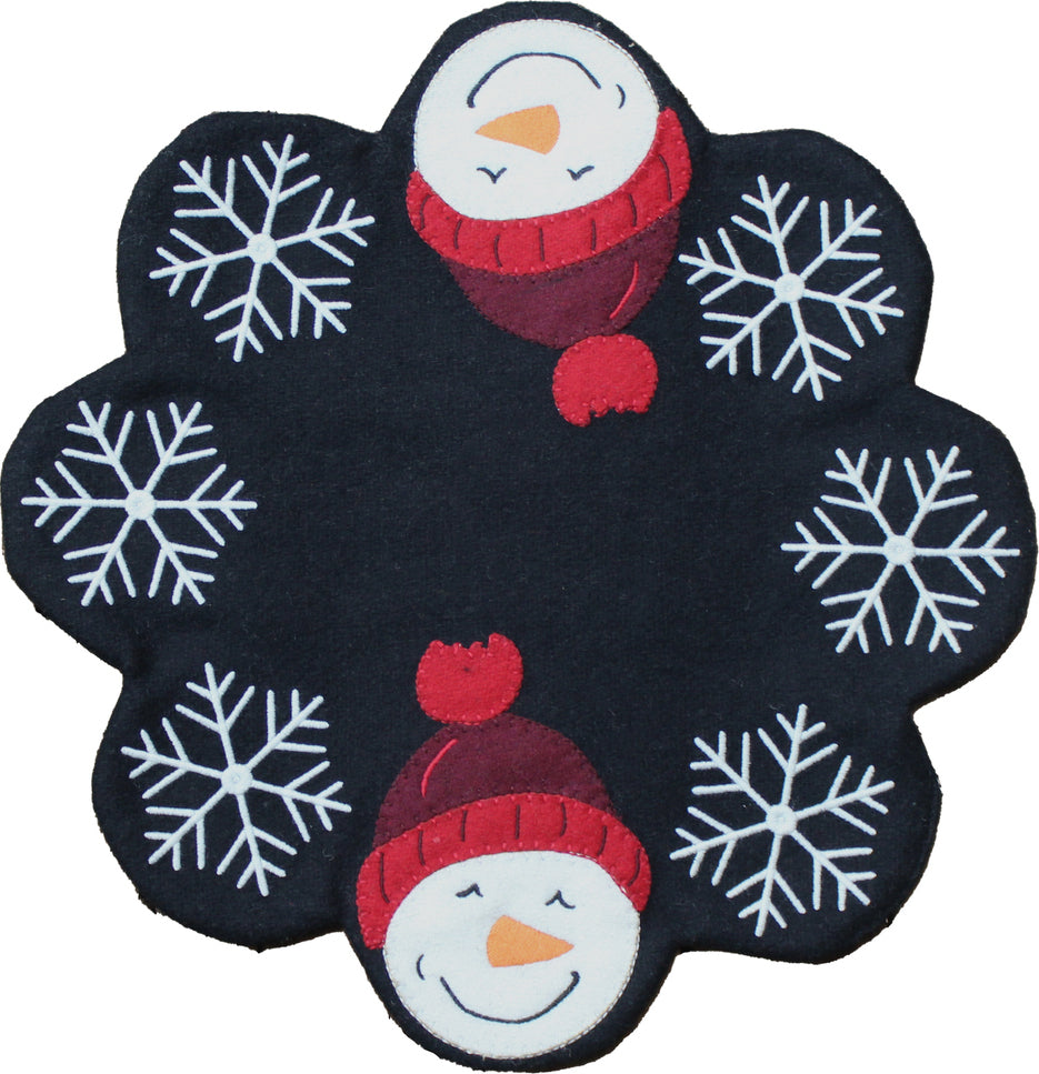 Snowman   Black Candle Mat  - Interiors by Elizabeth