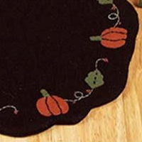 Thumbnail for Pumpkins And Vines Black Candle Mat Set Of Two CMAR0066