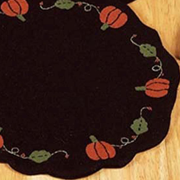 Pumpkins And Vines Black Candle Mat Set Of Two CMAR0066