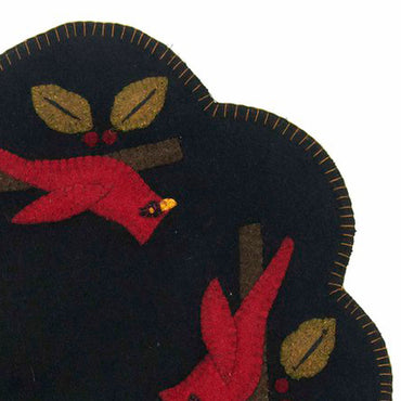 Cardinal Christmas Black Candle Mat Set Of Two CMAR0069