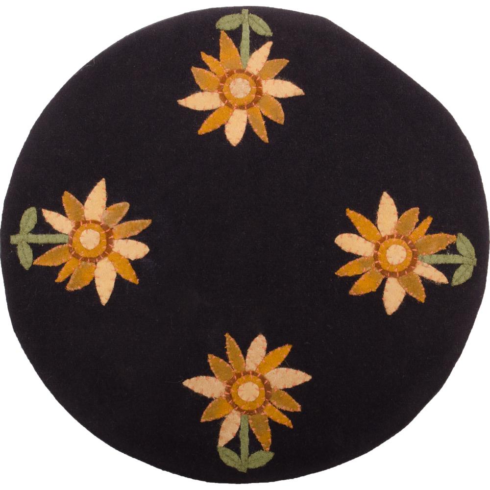 Sunflower Power Candle Mat Black - Set of Two - Interiors by Elizabeth