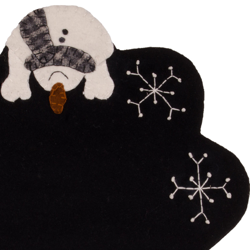 Snow Day Black Candlemat Set Of Two