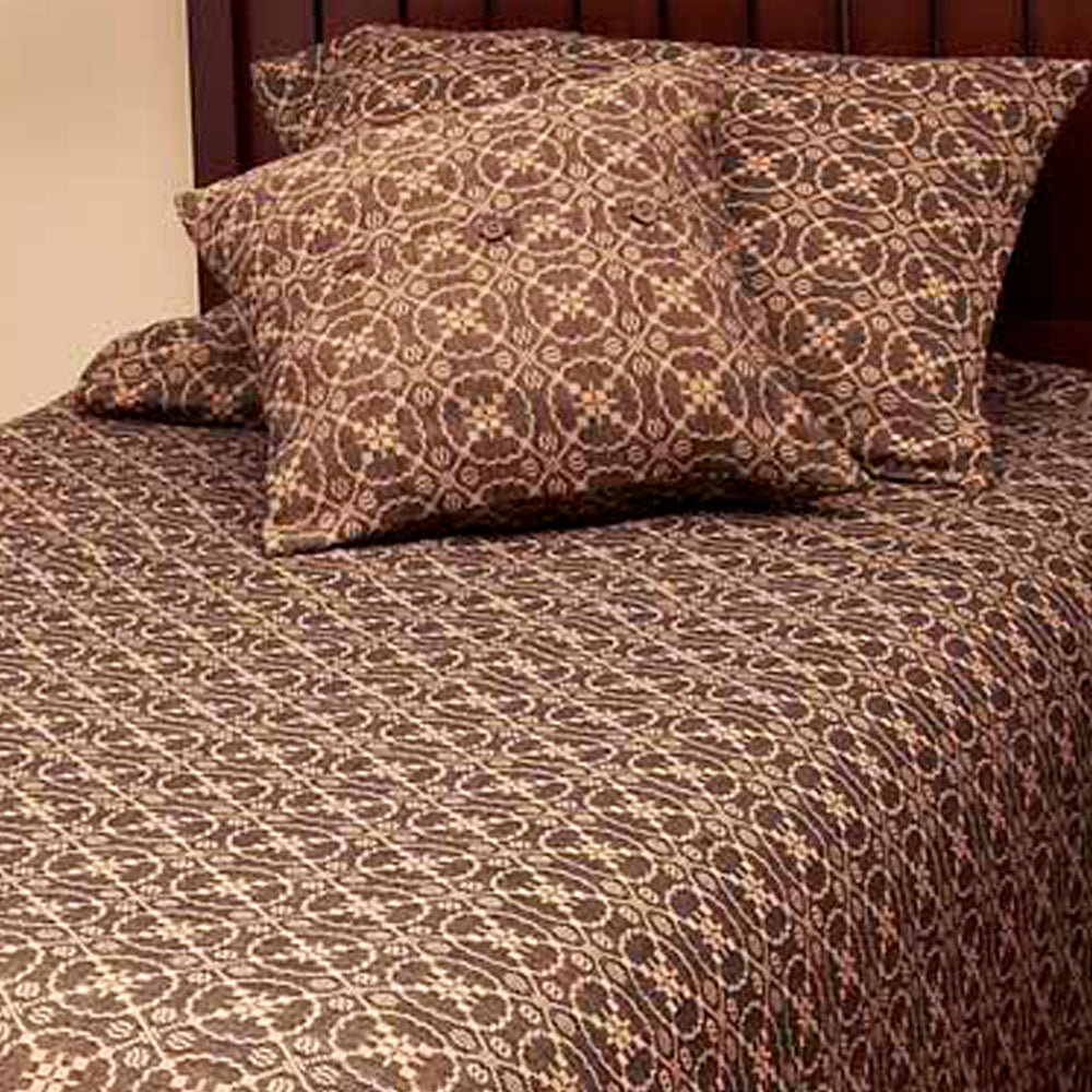 Black Tan Marshfield Jacquard Bed Cover Queen - Interiors by Elizabeth