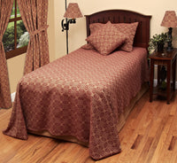 Thumbnail for Barn Red-Tan Marshfield Jacquard Bed Cover Queen - Interiors by Elizabeth