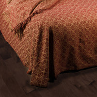 Thumbnail for Barn Red Tan Marshfield Jacquard Bed Cover Queen - Interiors by Elizabeth