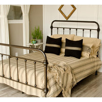 Thumbnail for Grain Sack Stripe Oat - Black Queen Bed Cover - Interiors by Elizabeth