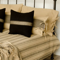 Thumbnail for Grain Sack Stripe Oat Black Queen Bed Cover