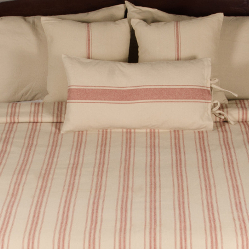 Oat Barn Red Grain Sack Stripe Bed Cover Queen