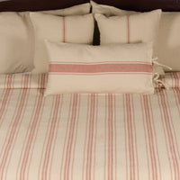Thumbnail for Oat Barn Red Grain Sack Stripe Bed Cover Queen